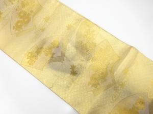 アンティーク　地紙に花模様織り出し袋帯（材料）